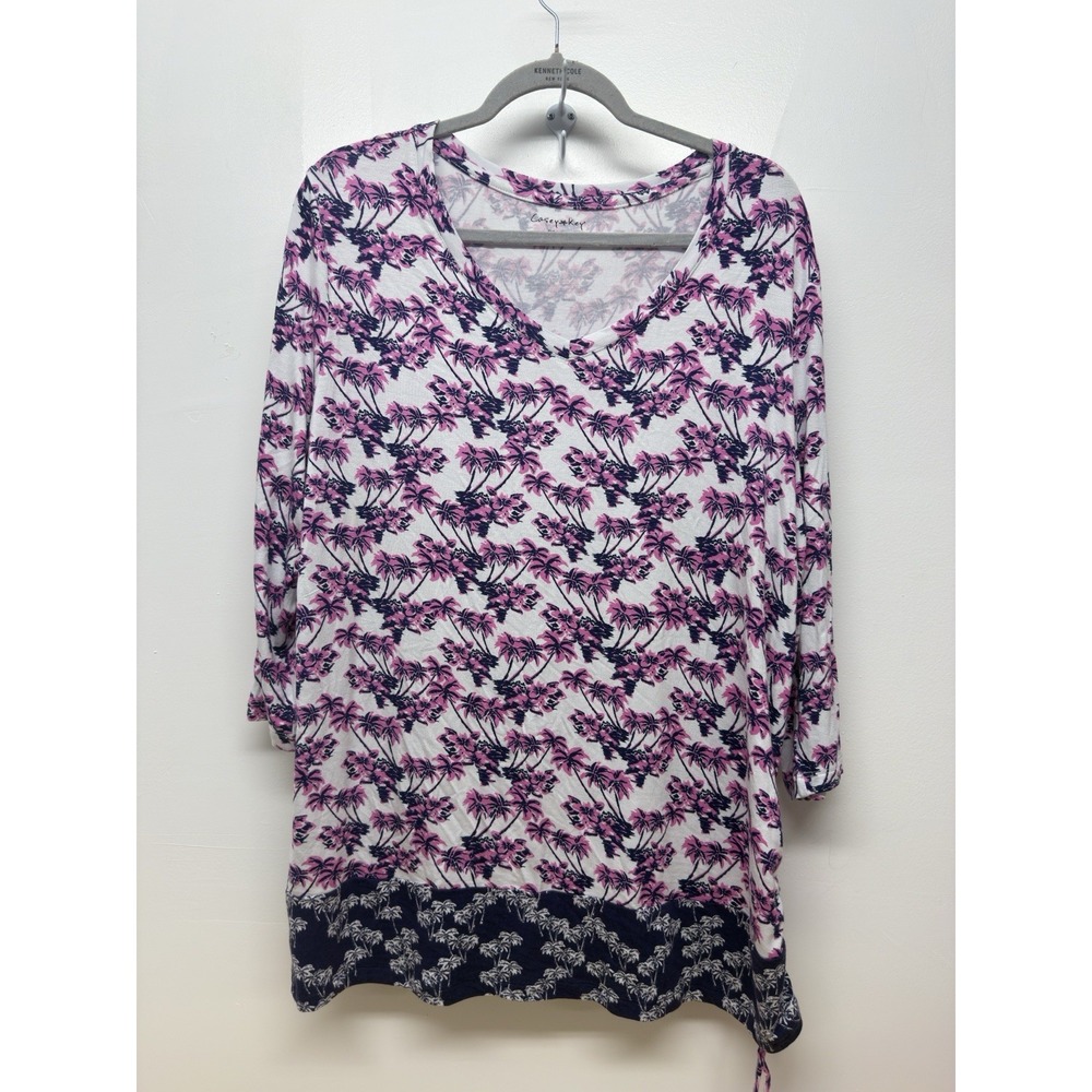 Casey Key Large 3/4 Sleeve‎ Tunic Top Side Ruching Colorful, New Floral #47